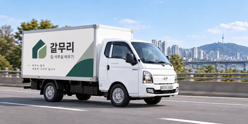 갈무리 작업 차량을 담은 그림 · 북변동 유품정리